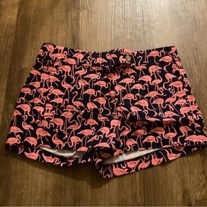 J. Crew Navy Shorts with Coral Flamingo Print